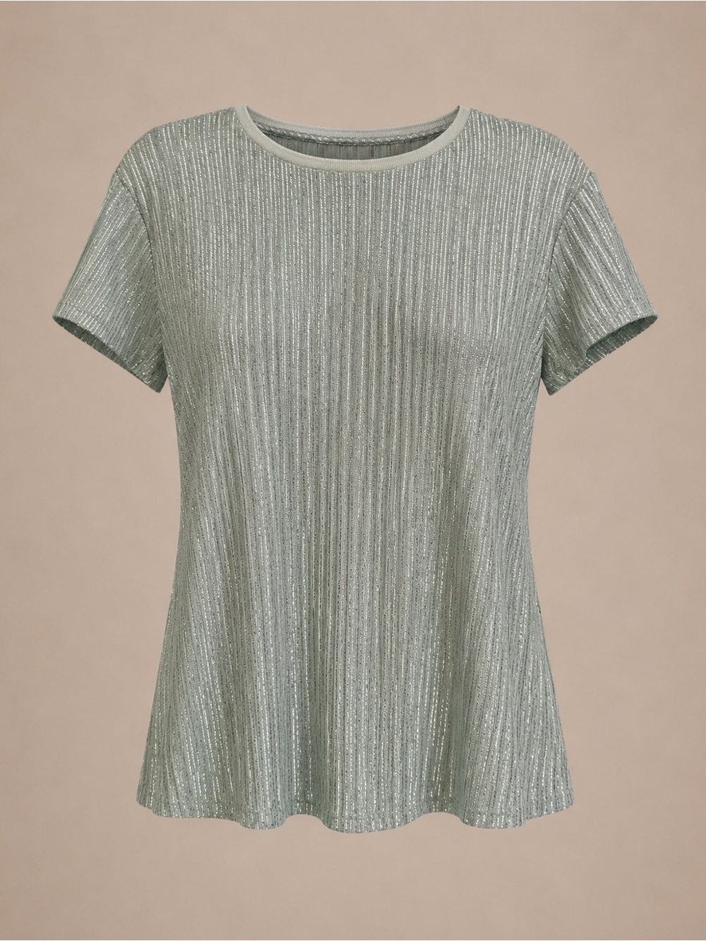 Ted Baker London Metallic Sage Ribbed Knit Tee Top NWT Size 4
